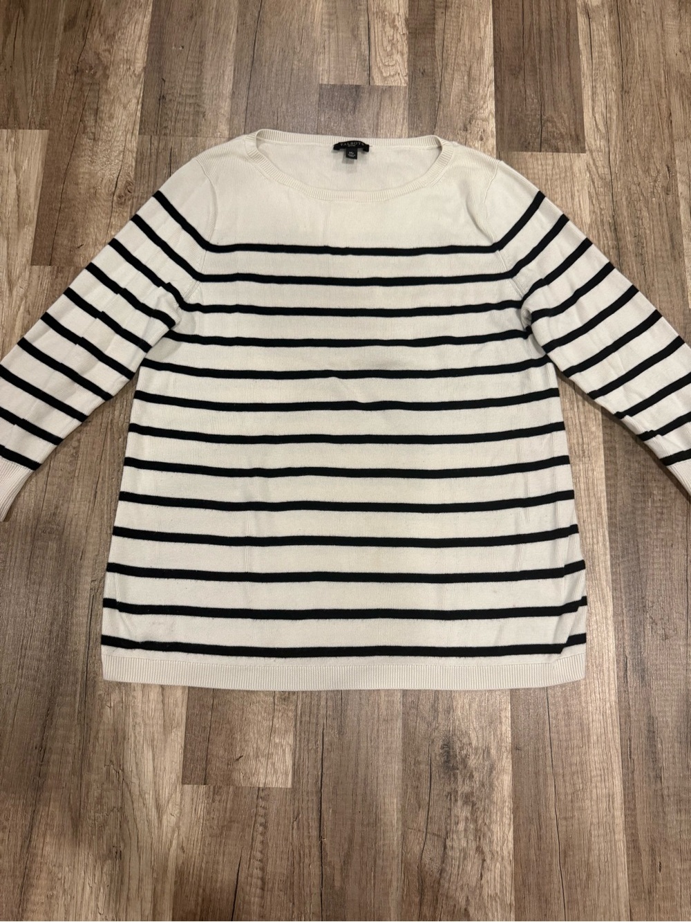 Talbots Striped Crewneck Sweater - Black & White